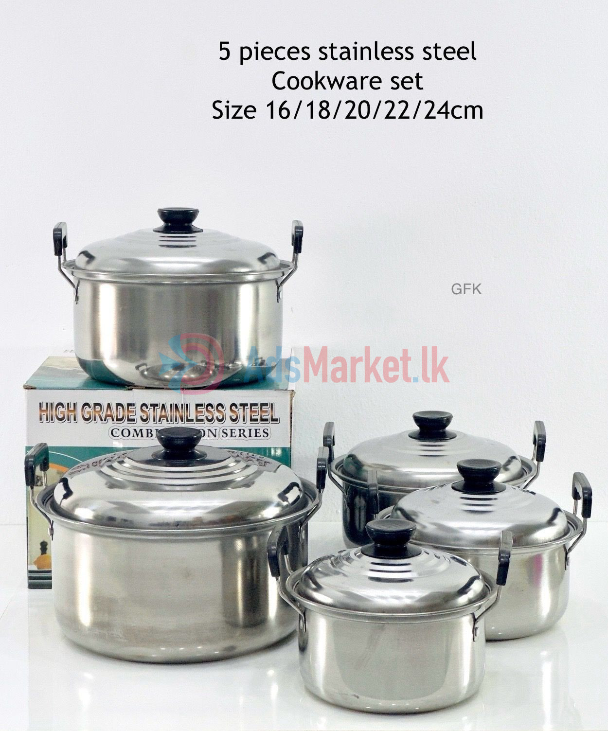 5-Piece Stainless Steel Cookware Set (16/18/20/22/24 cm)