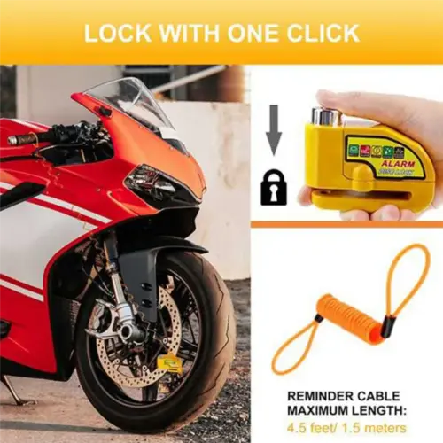 Motorcycle Disc Brake Lock Motorcycle Bike Scooter Security Lock Waterproof Alarm Sound with Reminder Cable Accessories