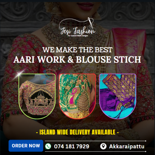 Jesi Fashion – Best Aari Work & Blouse Stitching | Custom Designs in Akkaraipattu | Islandwide Delivery