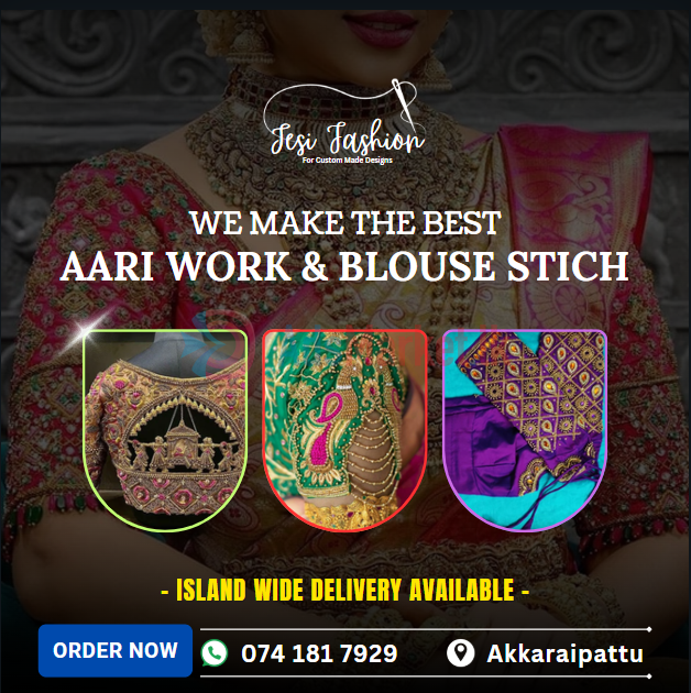 Jesi Fashion – Best Aari Work & Blouse Stitching | Custom Designs in Akkaraipattu | Islandwide Delivery