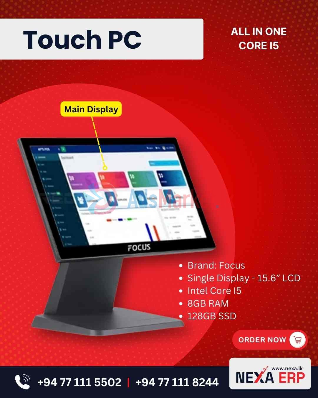 All-in-One Touch PC Core i5 – 15.6″ Display, 8GB RAM, 128GB SSD | Focus