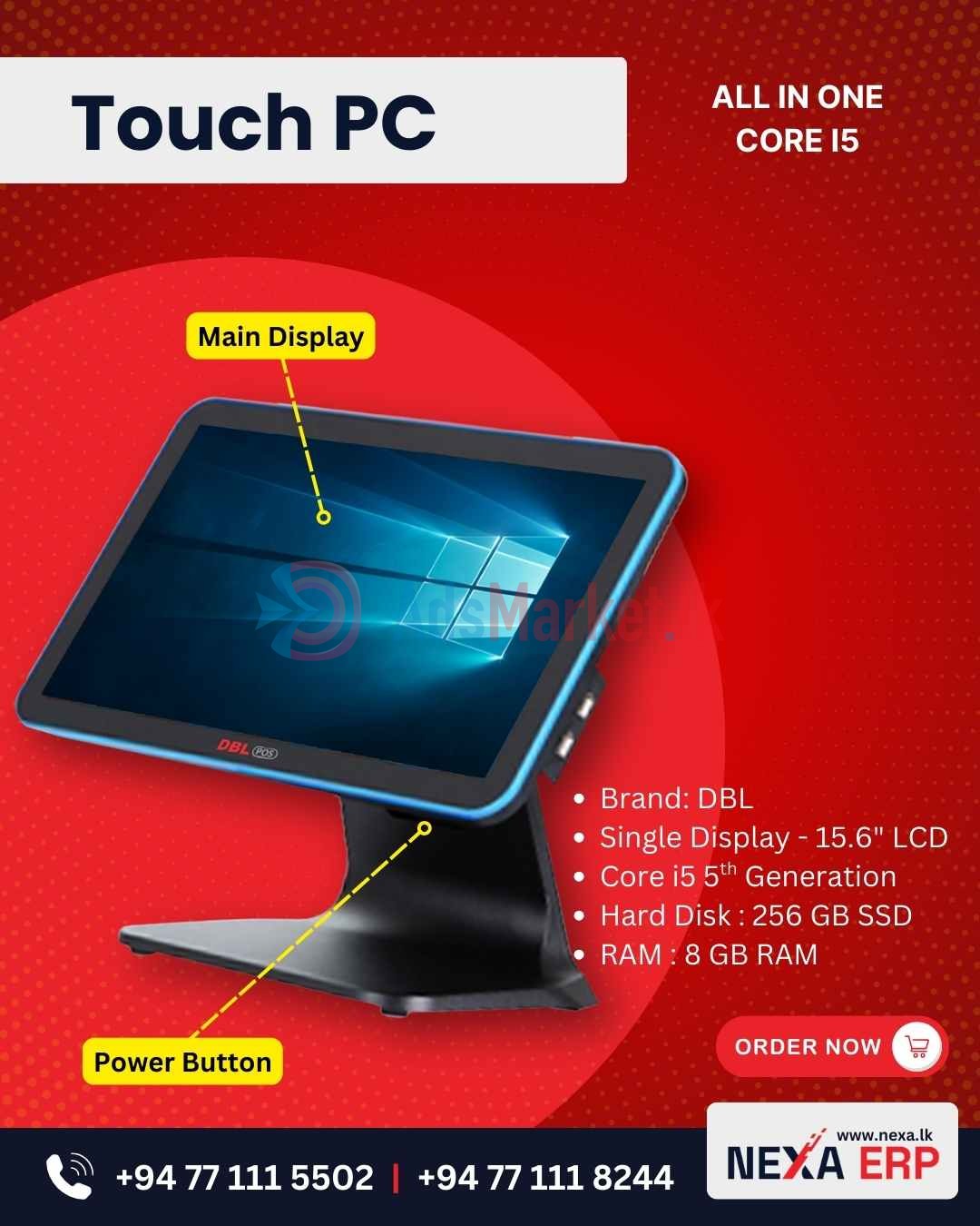 All-in-One Touch PC Core i5 – 15.6″ Display, 8GB RAM, 256GB SSD | DBL