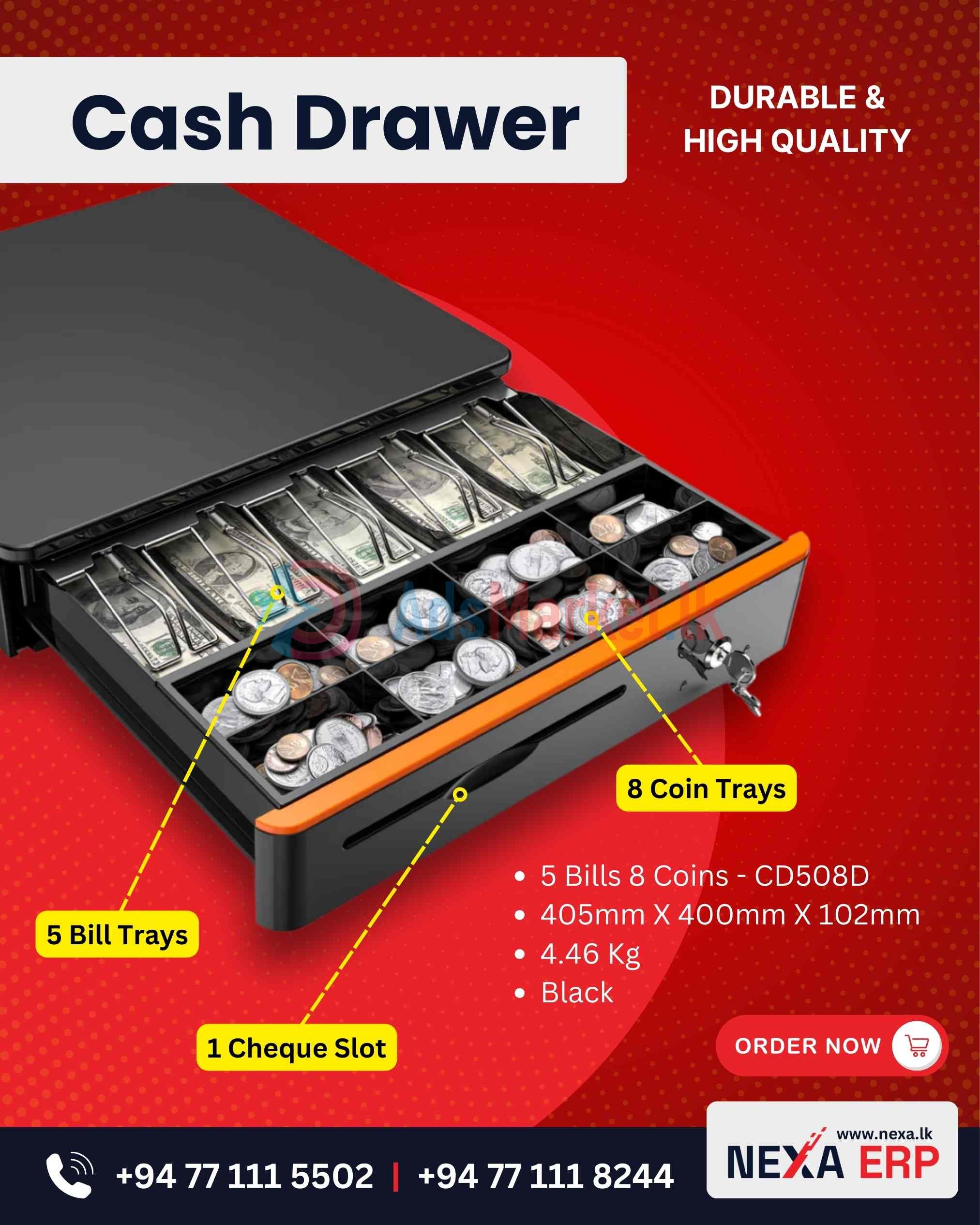 Best Durable Cash Drawer with 5 Bill & 8 Coin Trays High Quality