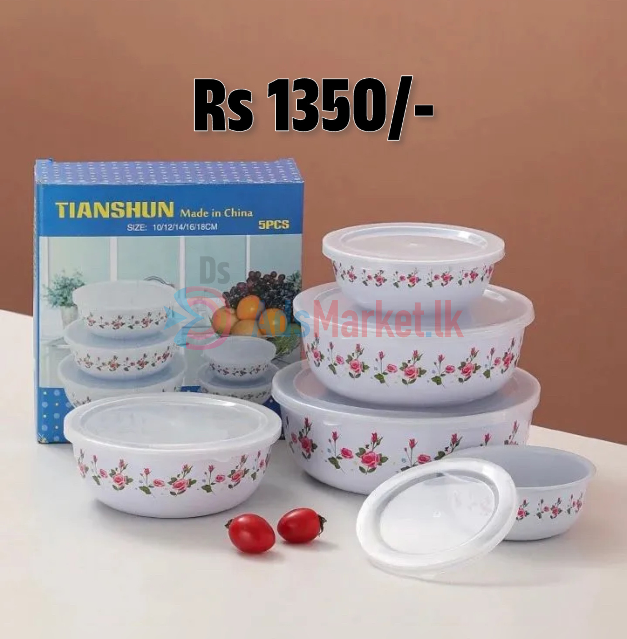 Floral Enamel Fresh Box Set | 5 Pieces Stainless Steel Storage Set