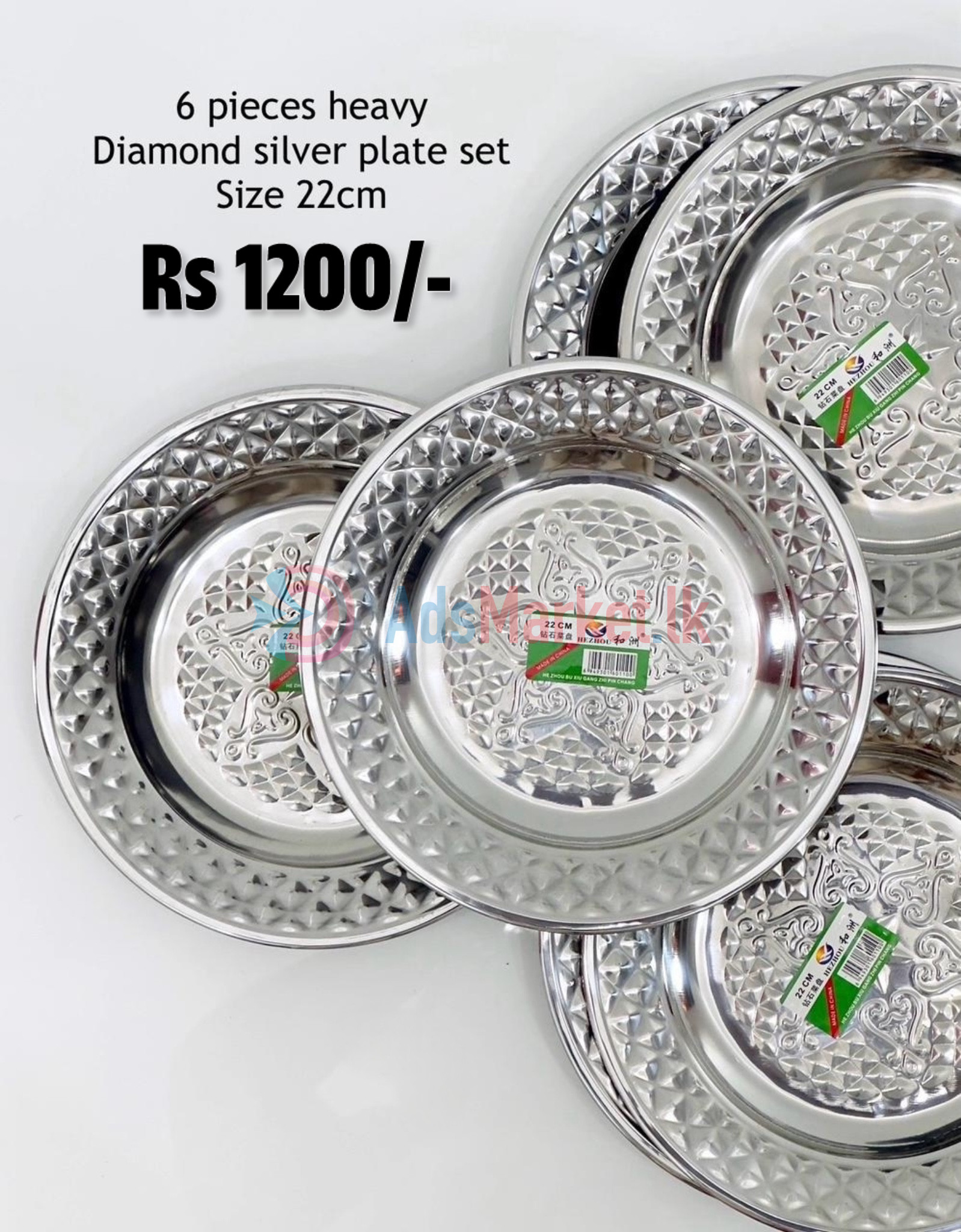 Heavy Diamond Silver Plate Set