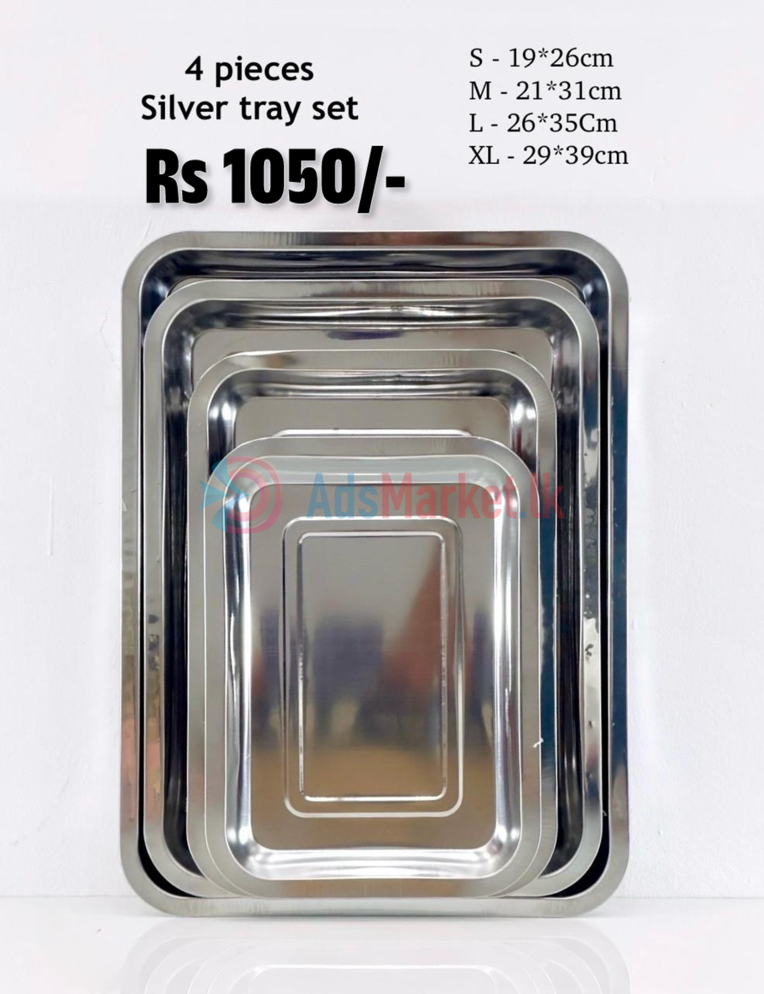 silver tray set 4pcs