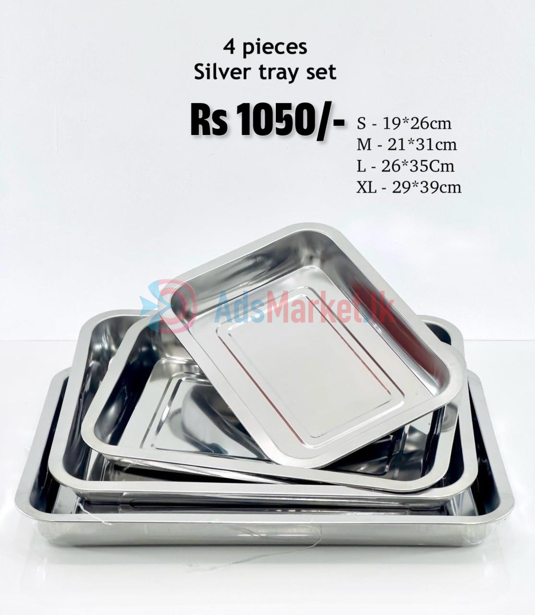silver tray set 4pcs