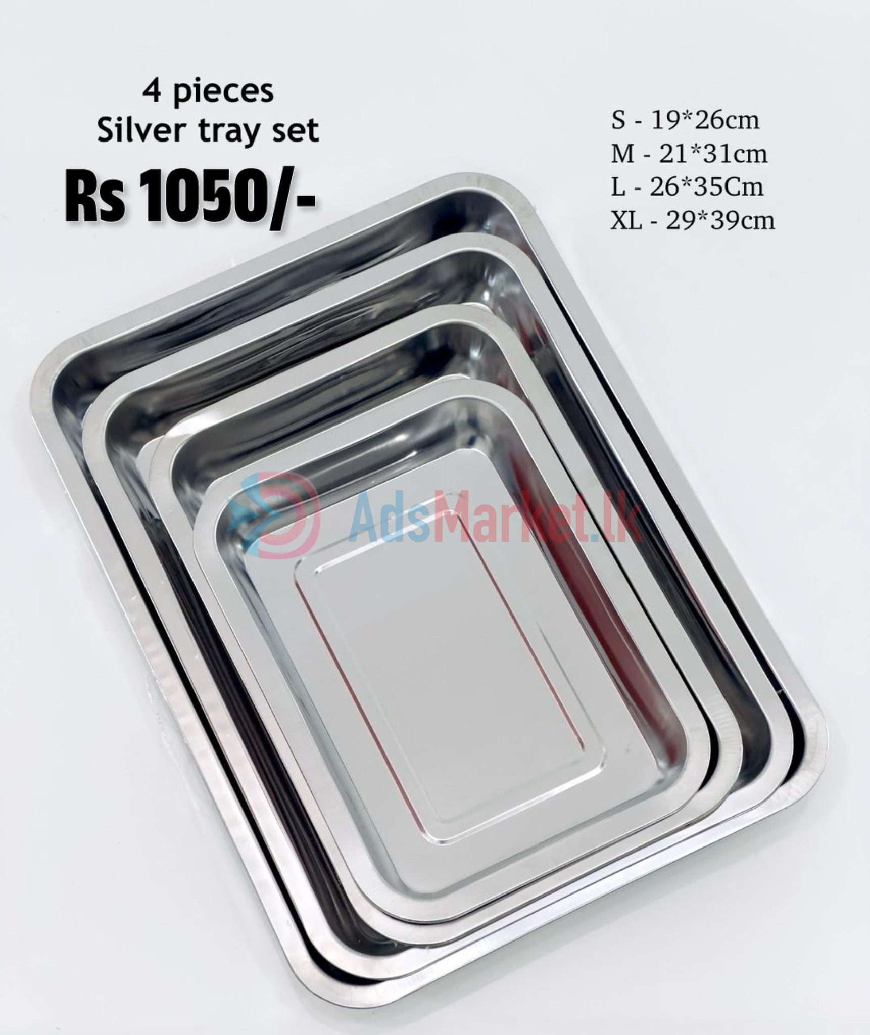 silver tray set 4pcs
